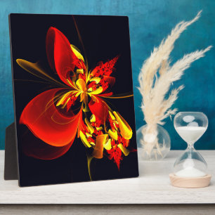 Rood Geel Bloemen Modern Abstract Kunstpatroon #10 Fotoplaat