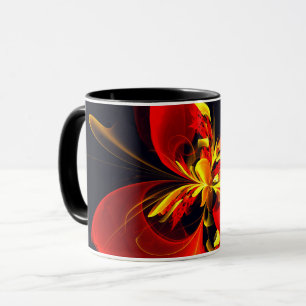 Rood Geel Bloemen Modern Abstract Kunstpatroon #10 Mok