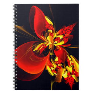 Rood Geel Bloemen Modern Abstract Kunstpatroon #10 Notitieboek