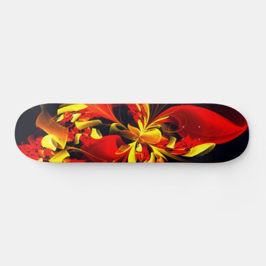 Rood Geel Bloemen Modern Abstract Kunstpatroon #10 Skateboard (Horizontaal)