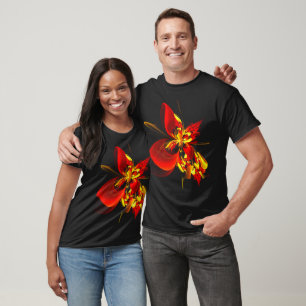 Rood Geel Bloemen Modern Abstract Kunstpatroon #10 T-shirt