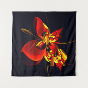 Rood Geel Bloemen Modern Abstract Kunstpatroon #10 Wandkleed