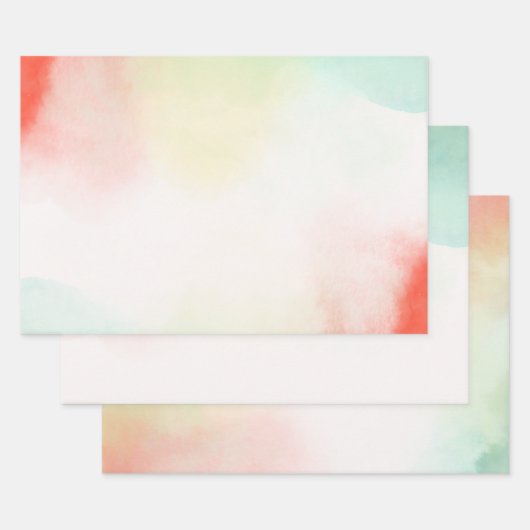 Rood Geel Blush Tie Dye Inpakpapier Vel (Set)