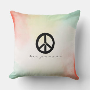 Rood Geel Blush Tie Dye Peace Kussen