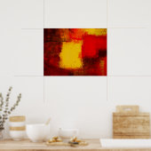 Rood Geel Bruin Modern Abstract Art Poster (Keuken)