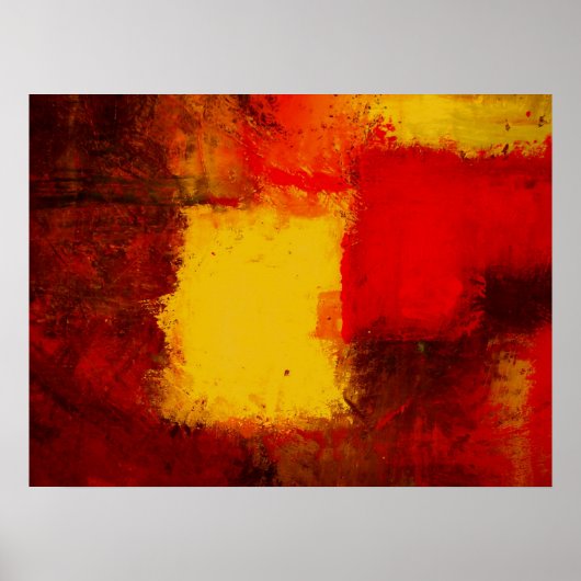 Rood Geel Bruin Modern Abstract Art Poster (Voorkant)