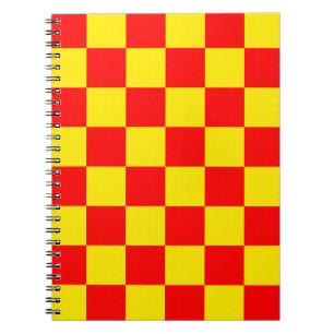 Rood Geel Check Checkered Pattern Design Notitieboek