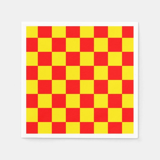 Rood Geel Check Checkered Pattern Design Servet (Voorkant)
