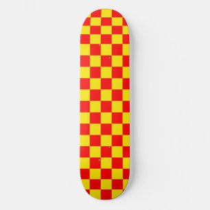 Rood Geel Check Checkered Pattern Design Skateboard