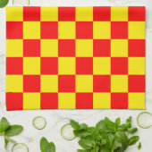 Rood Geel Check Checkered Pattern Design Theedoek (Gevouwen)
