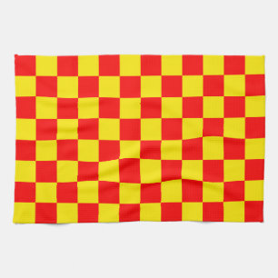 Rood Geel Check Checkered Pattern Design Theedoek