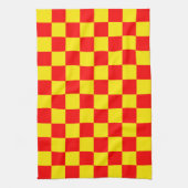Rood Geel Check Checkered Pattern Design Theedoek (Verticaal)