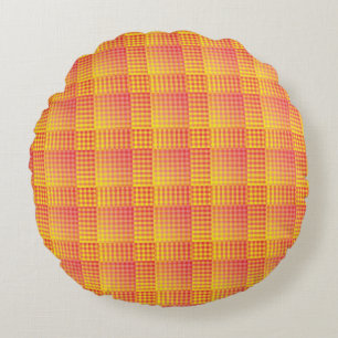 Rood Geel Dambord Abstract Patroon Rond Kussen