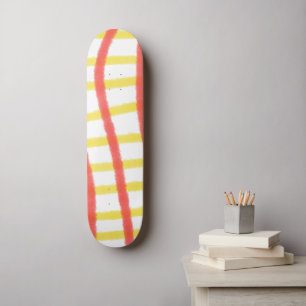 Rood geel dambord lijnen vierkant patroon skateboard
