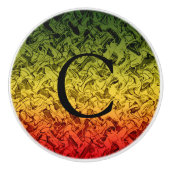 Rood geel en groen Abstract rookontwerp Keramische Knop (Voorkant)