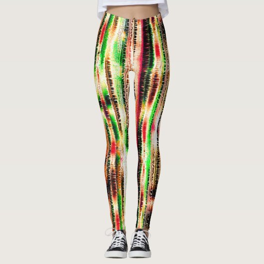 Rood geel en groen gestreept gesneden papier leggings (Voorkant)