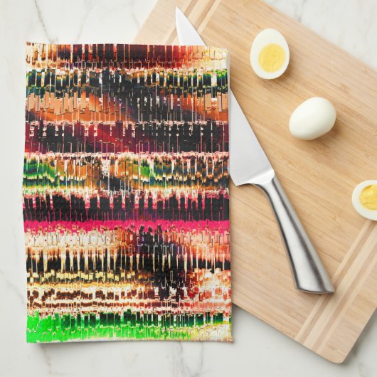 Rood geel en groen gestreept gesneden papier theedoek (Quarter Fold)