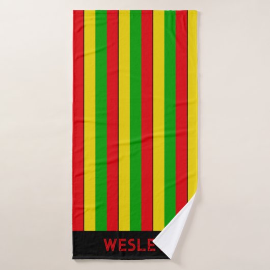 Rood Geel en Groen Rasta Gestreept Badhanddoek (Badhanddoek)