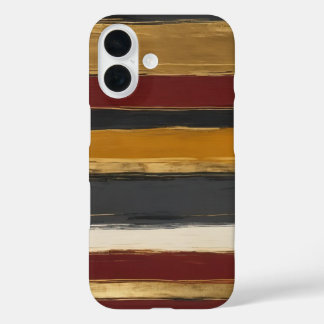 Rood geel goud en grijze strepen iPhone 16 hoesje