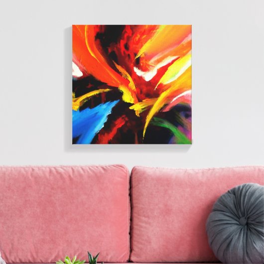 Rood Geel Groen Blauw Abstract Canvas Afdruk (Insitu (Woonkamer))