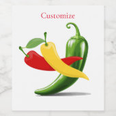 Rood Geel Groen Chili Peppers Thunder_Cove Wijn Etiket (Enkel label)