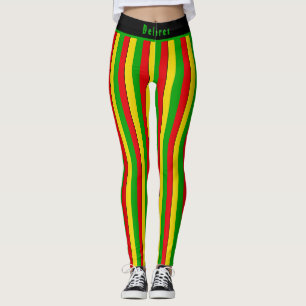 Rood Geel Groen Rasta Gestreepte Leggings