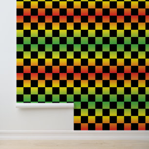 Rood Geel Groen Rasta Ombre Checkerboard Behang