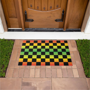 Rood Geel Groen Rasta Ombre Checkerboard Deurmat