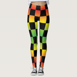 Rood Geel Groen Rasta Ombre Checkerboard Leggings