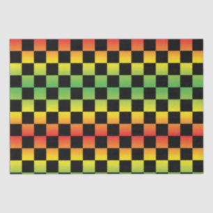 Rood Geel Groen Rasta Ombre Checkerboard Tissuepapier