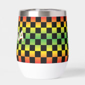 Rood geel groen Rasta ombre geruit monogram (Achterkant)