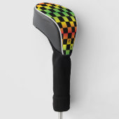 Rood geel groen Rasta ombre geruit monogram Golfheadcover (Schuin)