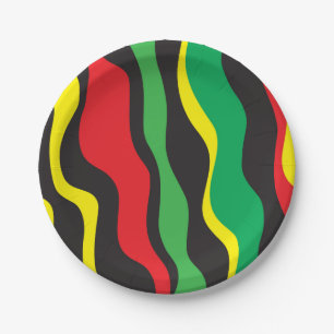 Rood Geel Groen Zwart Rasta Golf Feest Papieren Bordje