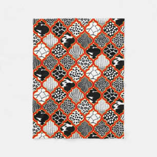 Rood Geel Hollywood Regency Animal Print Fleece Deken