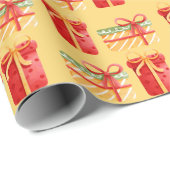 Rood, geel kerstcadeau Geel ompakken papier (Rol Hoek)