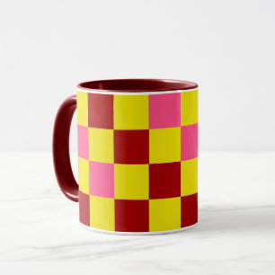 Rood Geel Roze Geruit Patroonontwerp Mok