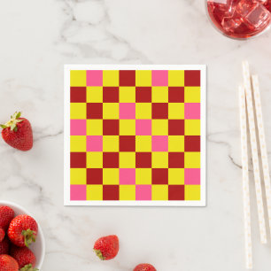 Rood Geel Roze Geruit Patroonontwerp  Servet