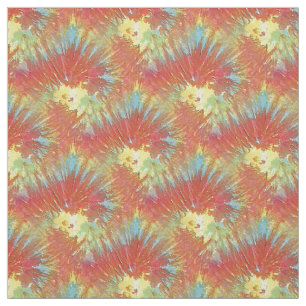 Rood Geel Sinaasappel Blauw Tie Dye Spiraal Patroo Stof