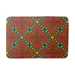 Rood Geel & Teal Abstracte Print Etnische Geometri Badmat