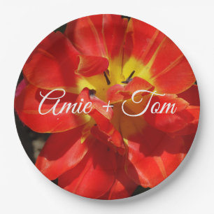 Rood Geel Tulip Bruiloft Aangepaste Papier Borden Papieren Bordje