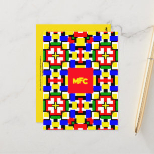 Rood, geel, zwart, blauw en groen briefkaart
