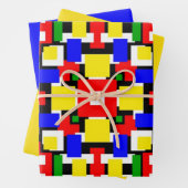 Rood, geel, zwart, blauw en groen inpakpapier vel (In situ)