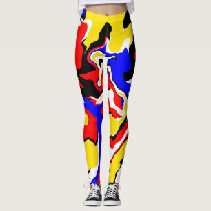 Rood, geel, zwart, blauw en groen leggings
