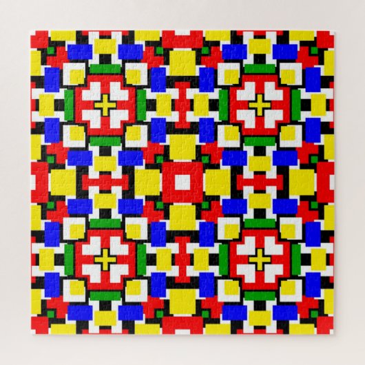 Rood, geel, zwart, blauw en groen legpuzzel (Verticaal)
