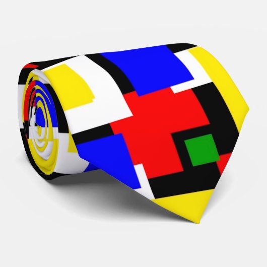 Rood, geel, zwart, blauw en groen stropdas (Opgerold)