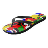 Rood, geel, zwart, blauw en groen teenslippers (Schuin)