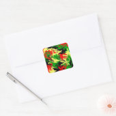 Rood, geel, zwart en groen vierkante sticker (Envelop)