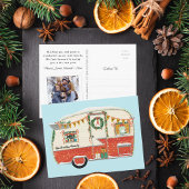 Rood geïllustreerde  trailer feestdagenkaart