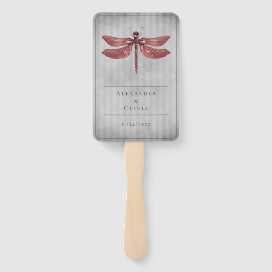 Rood gejuwelde libel bruiloft gunst handwaaier (Achterkant)