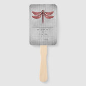 Rood gejuwelde libel bruiloft gunst handwaaier (Voorkant)